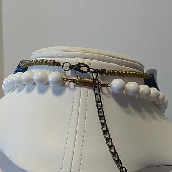 Lot of two Blue and white costume neckless - Picture 4 of 10